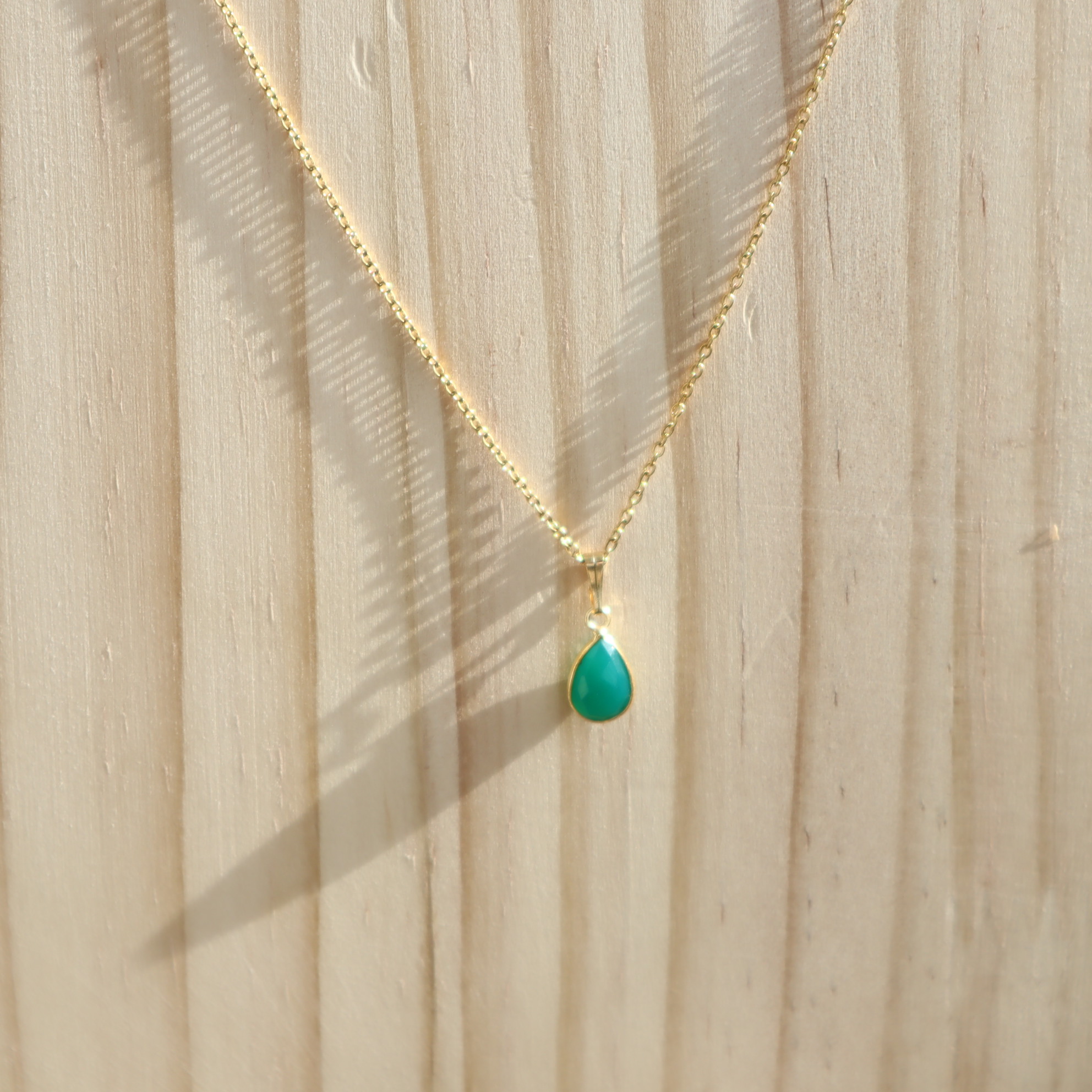 RVS ketting Groene onyx