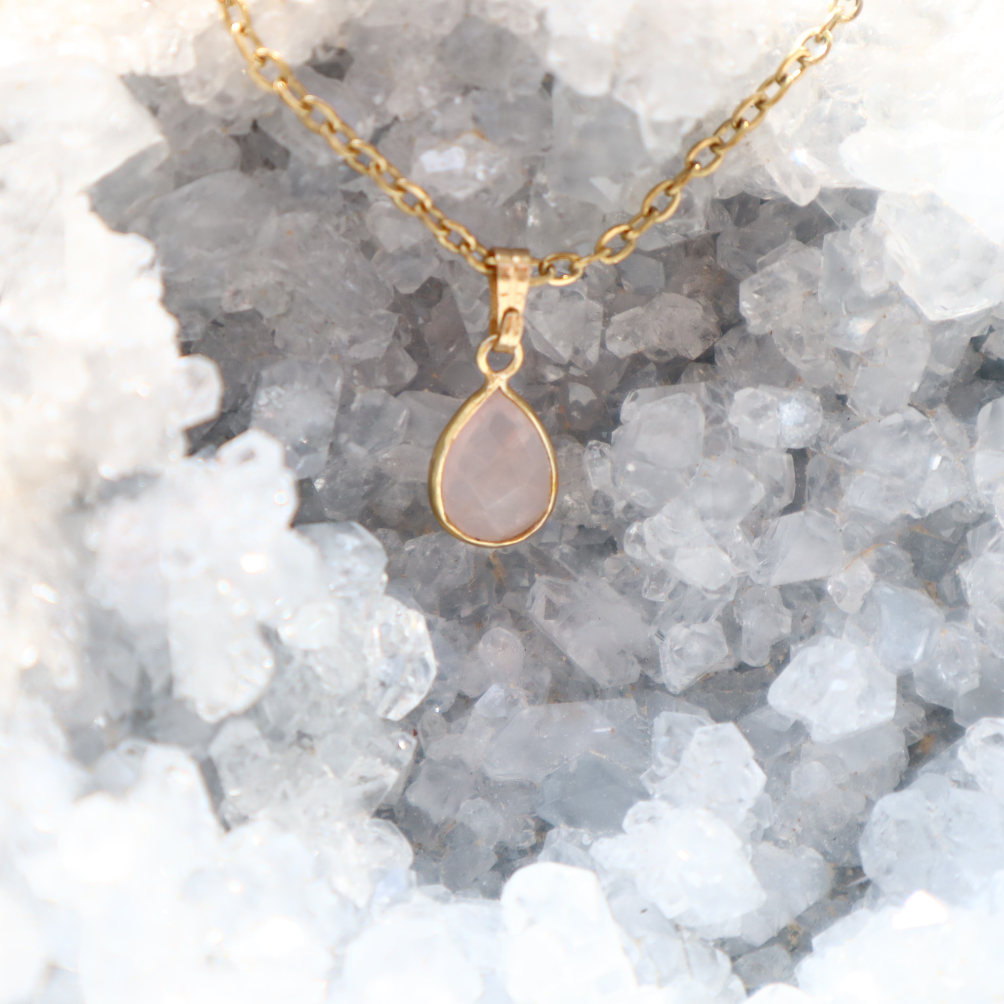 RVS ketting Rozenkwarts RVS ketting Rozenkwarts