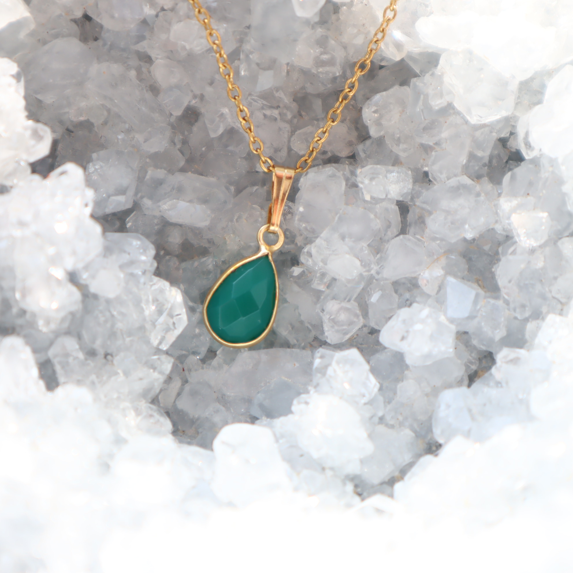 RVS ketting Groene onyx RVS ketting Groene onyx