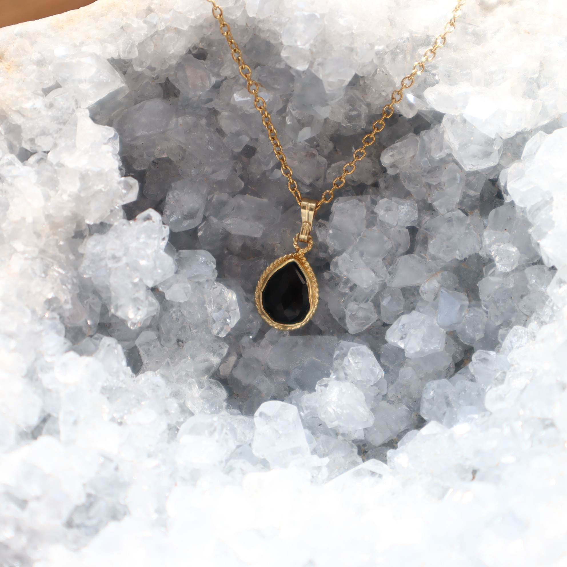 RVS ketting zwarte onyx RVS ketting zwarte onyx