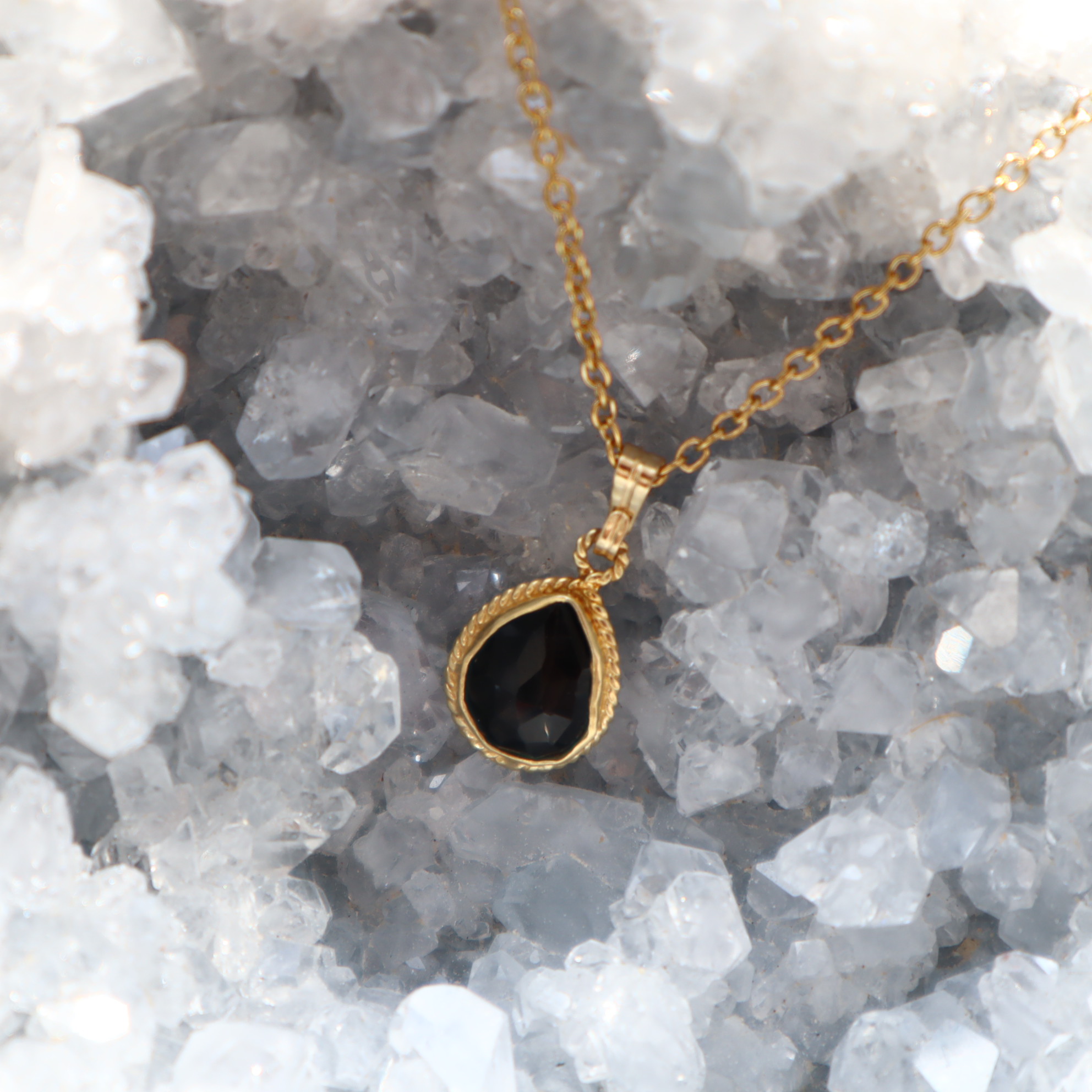 RVS ketting zwarte onyx