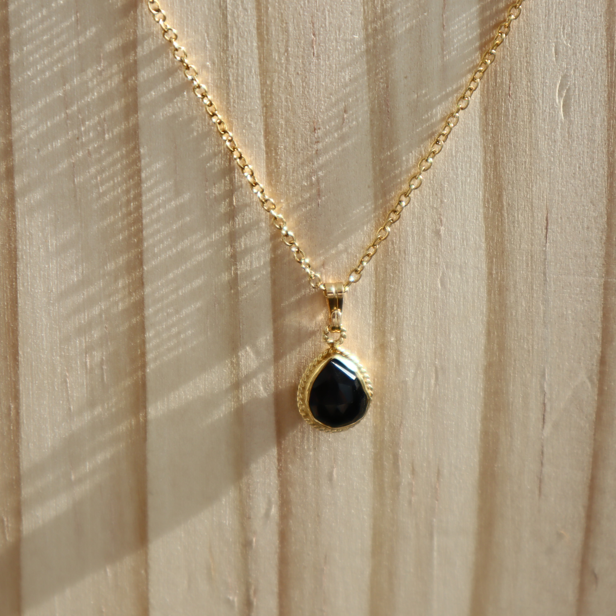 RVS ketting zwarte onyx