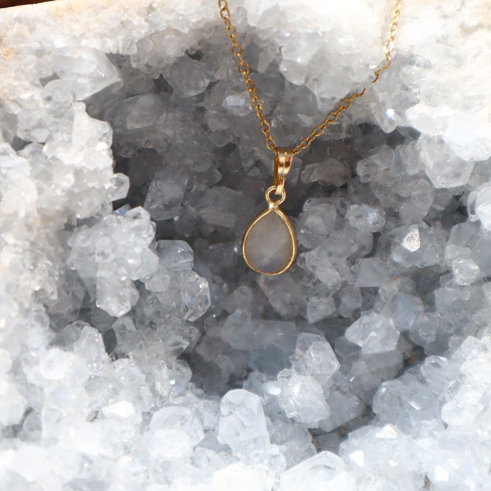 RVS ketting Maansteen