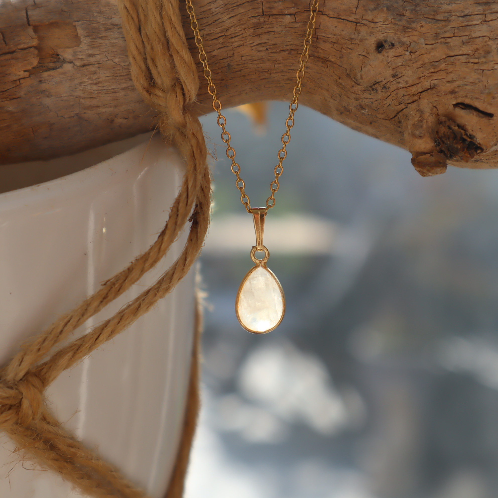 RVS ketting Maansteen