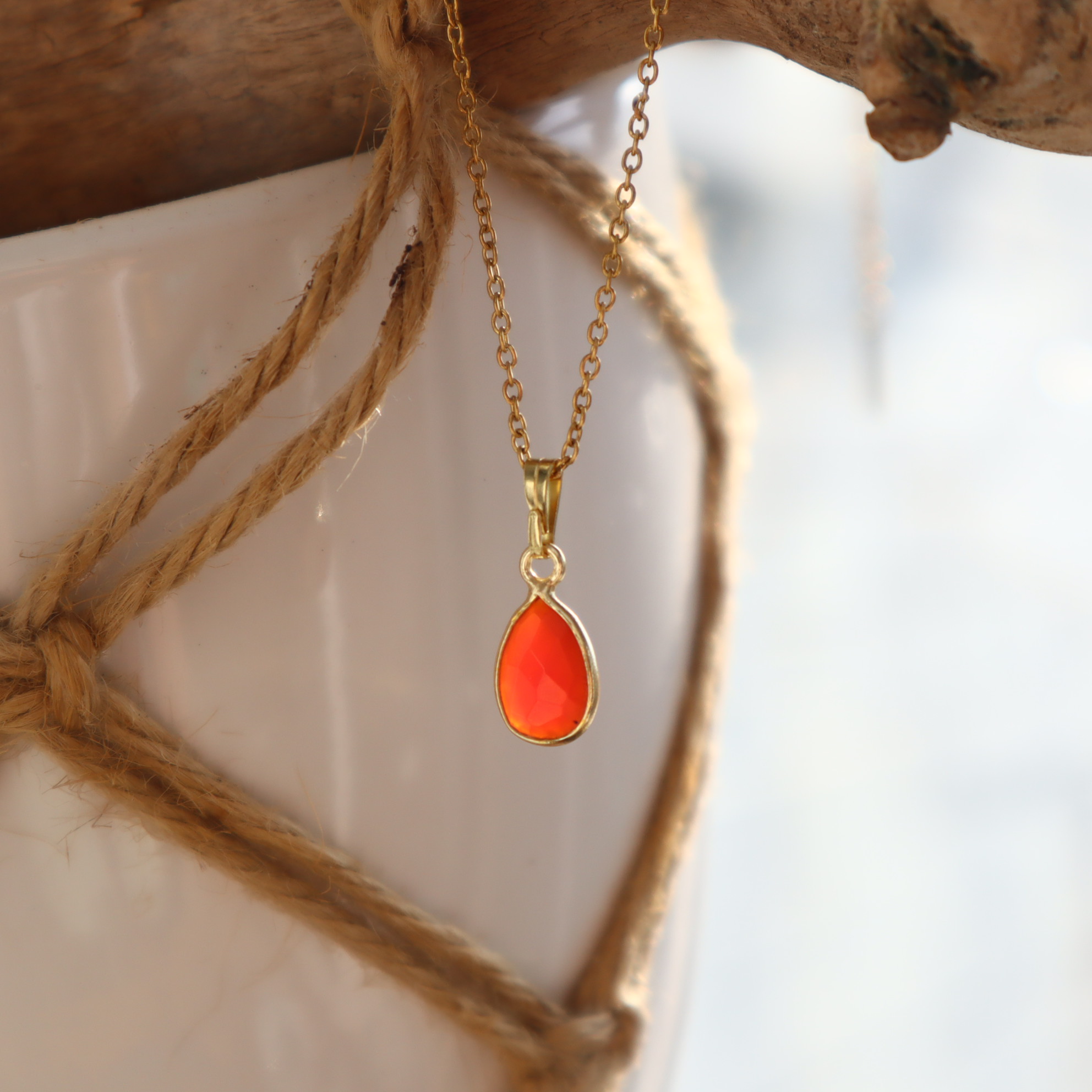 RVS ketting carneool
