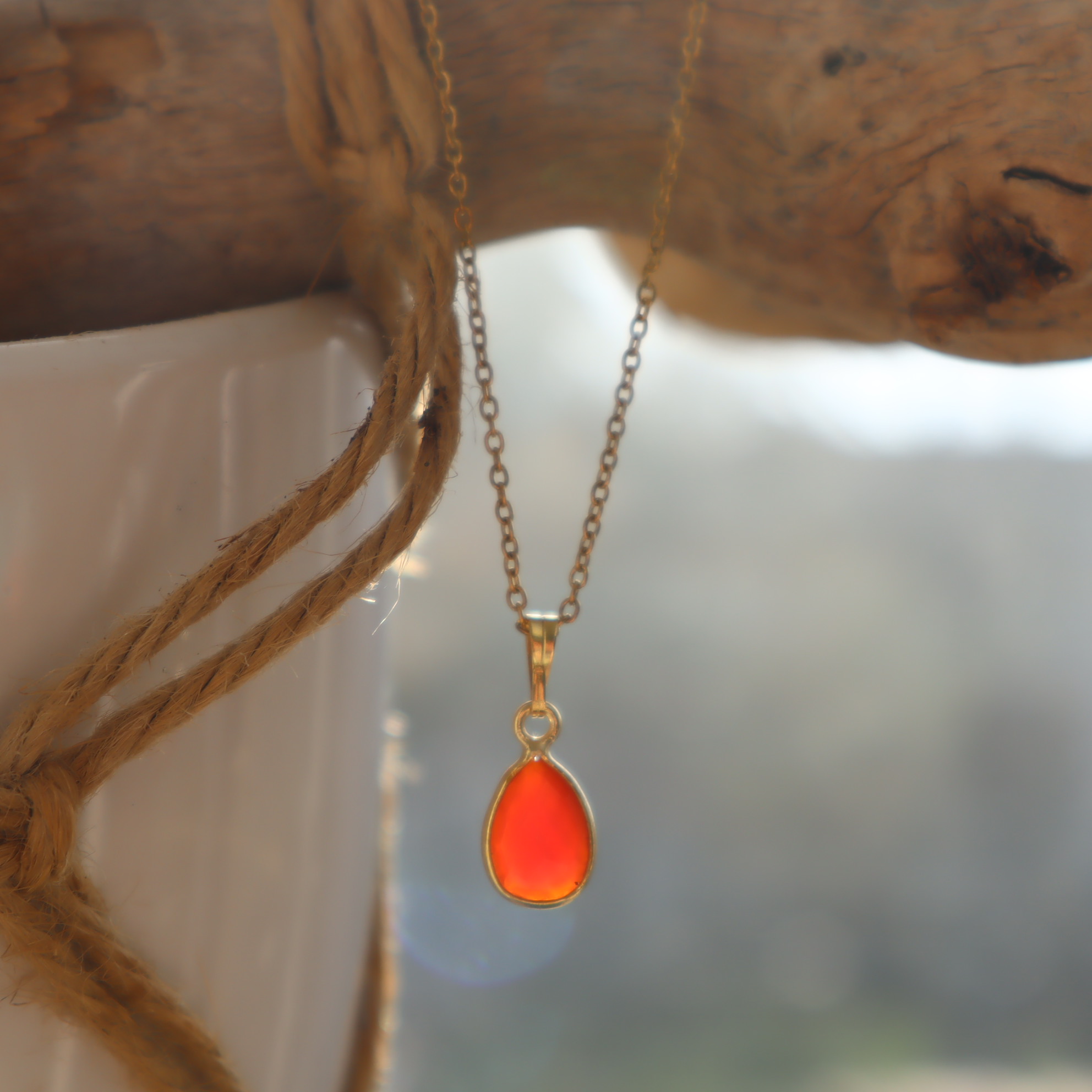 RVS ketting carneool