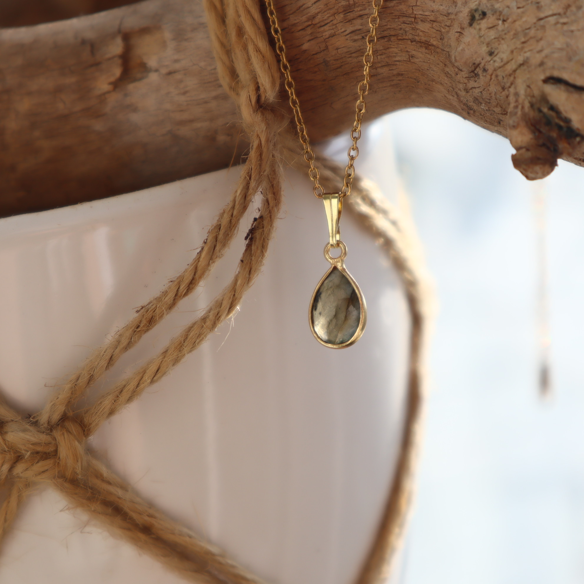 RVS ketting Labradorite 