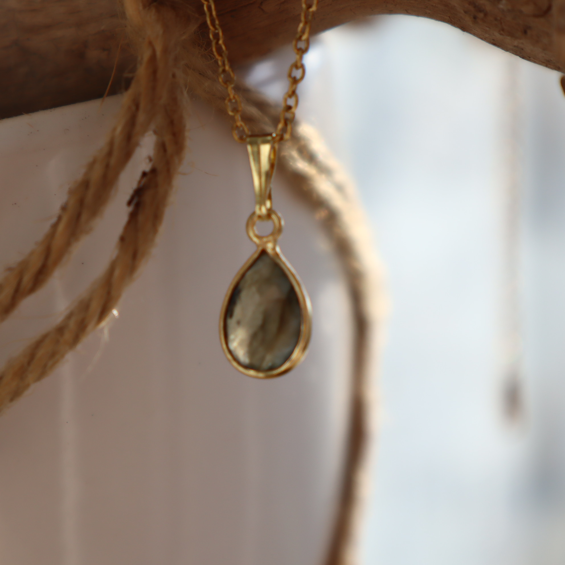 RVS ketting Labradorite 