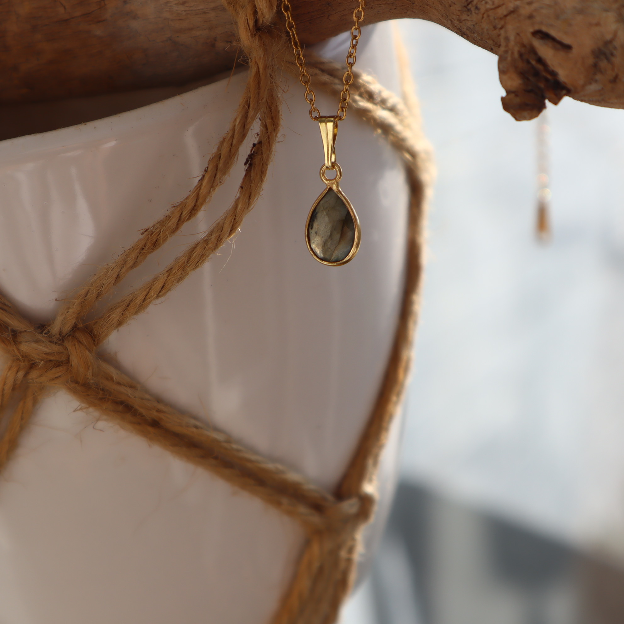 RVS ketting Labradorite 