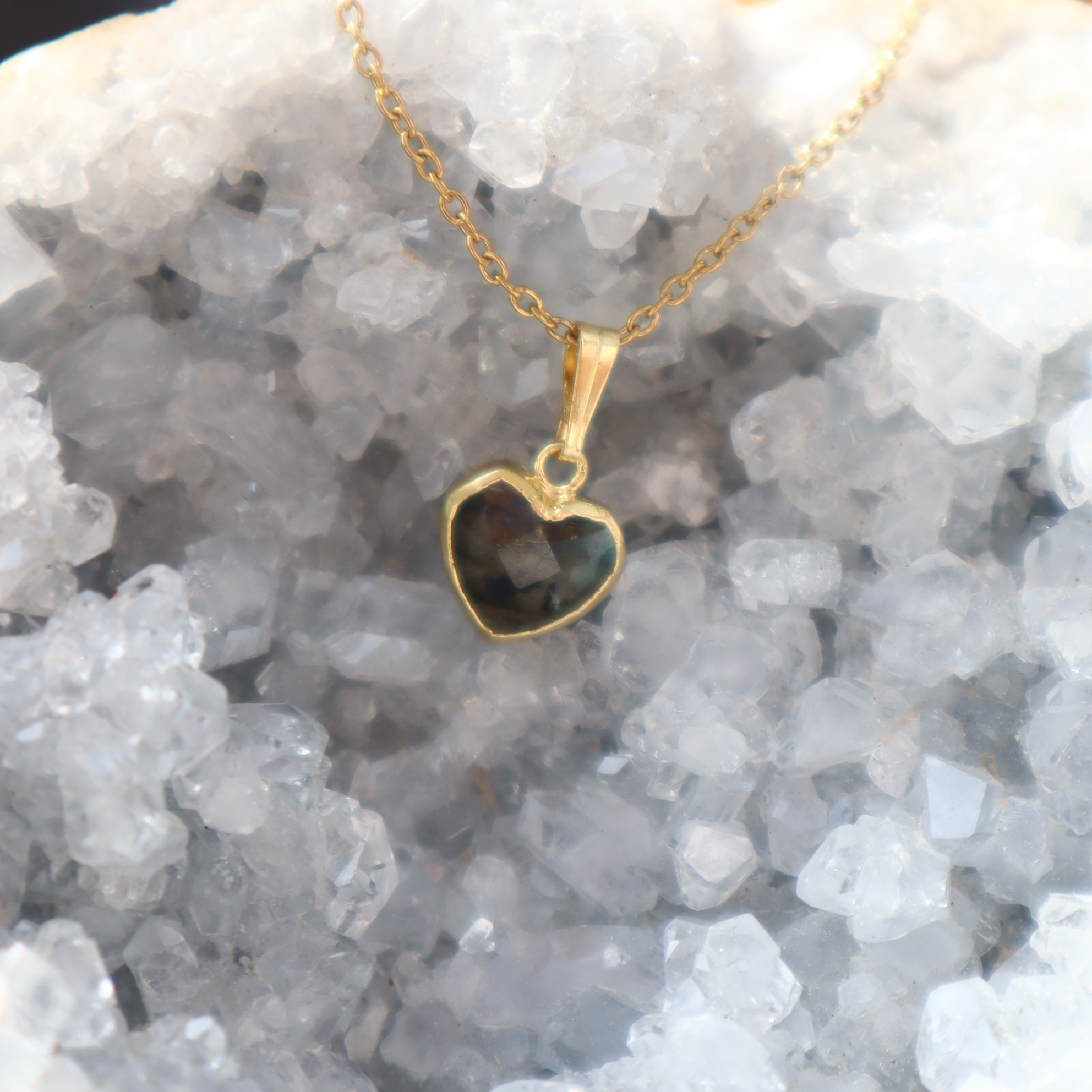RVS ketting Labradorite Hart RVS ketting Labradorite Hart