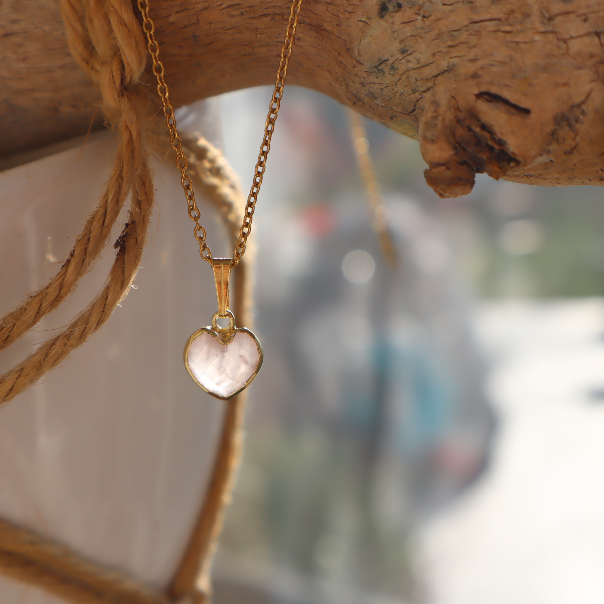  Seleniet maan & Ketting Rozenkwarts