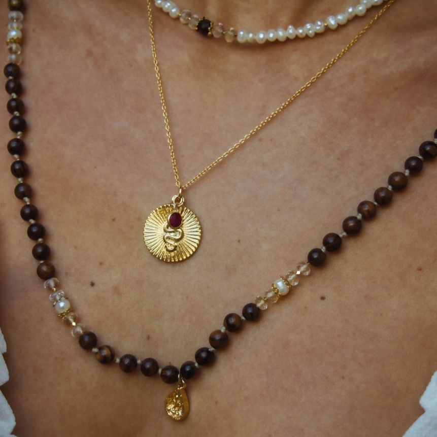 Ruby Kundalini Snake medaillon ketting