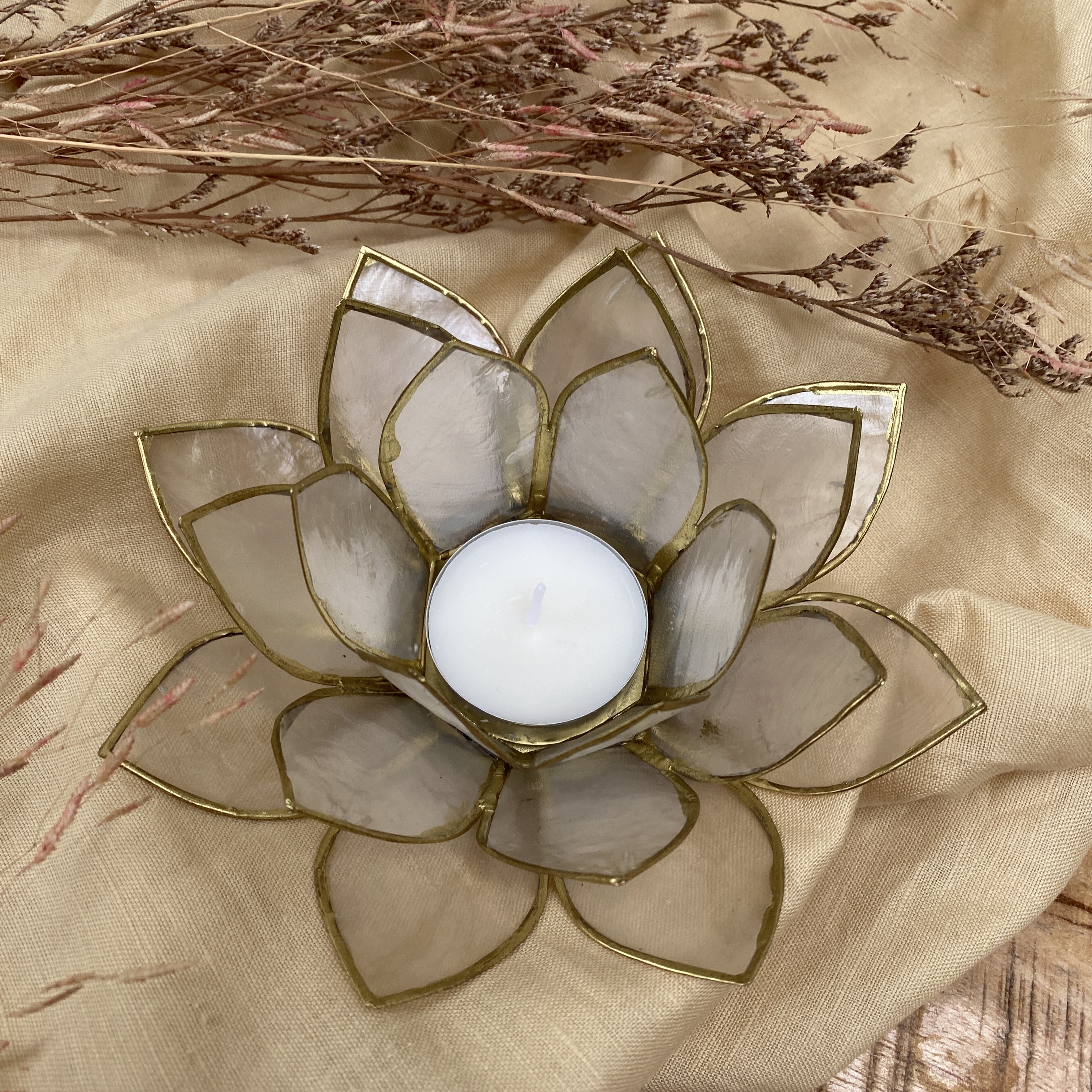 Lotus Sfeerlicht Naturel Goudrand