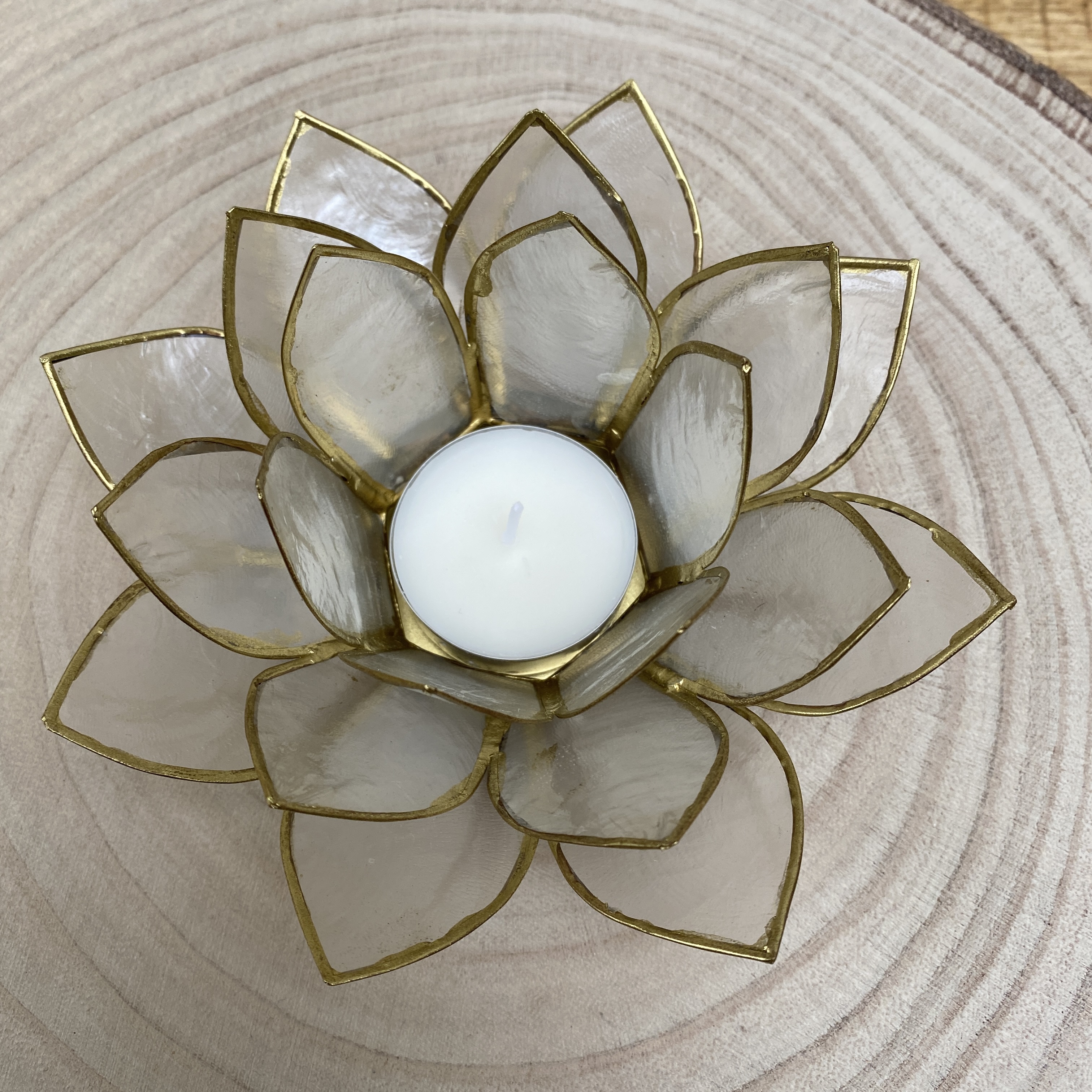 Lotus Sfeerlicht Naturel Goudrand