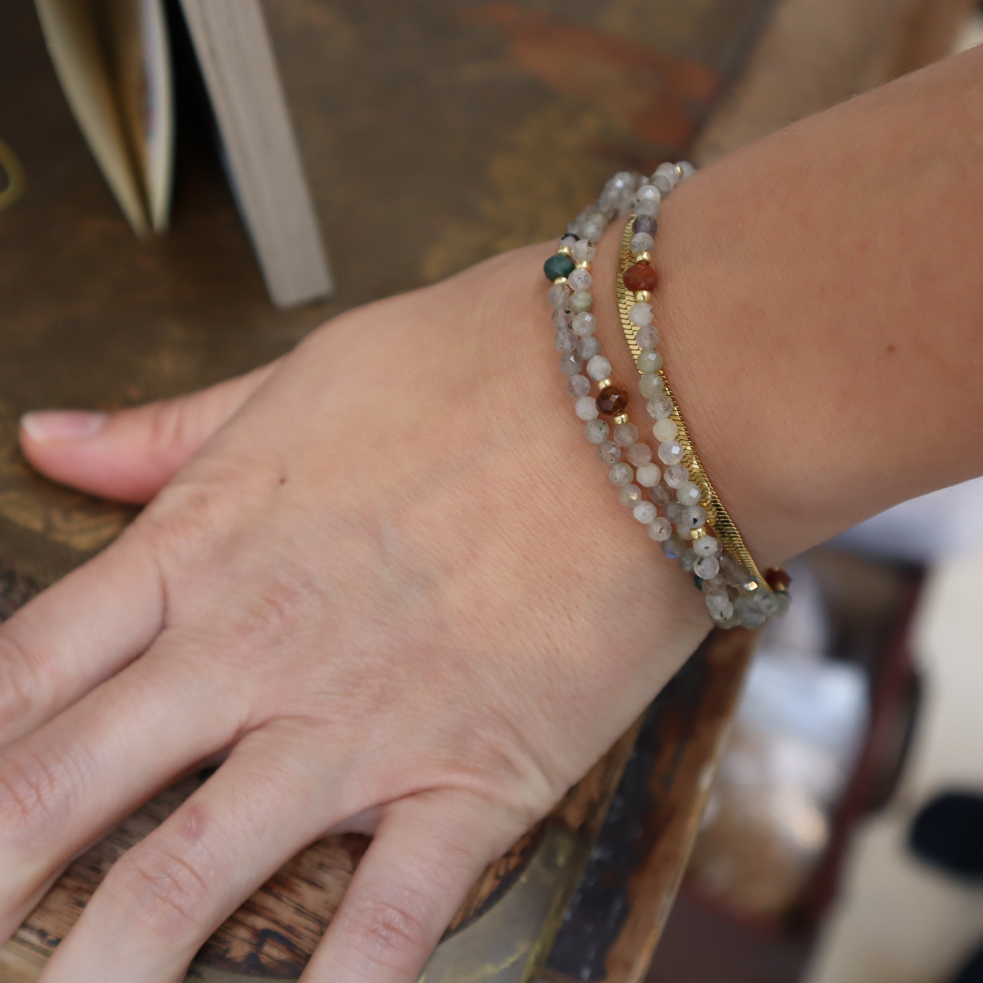 Armband Labradorite & Agaat